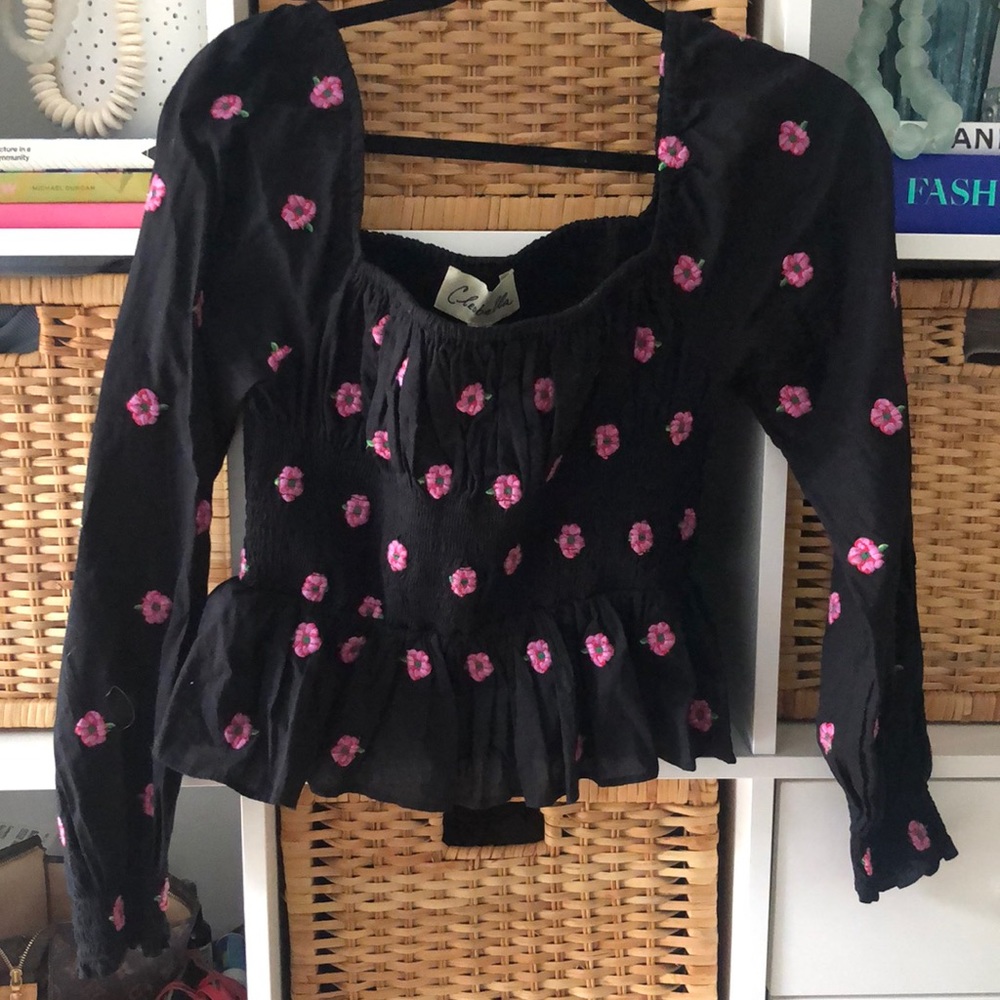 Cleobella Long Sleeve Black Top Size S
